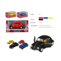 Машина метал. "Kinsmart" Volkswagen Classical Beetle, 1:32, рез.кол., 4 цв., в кор. 16*7*8см