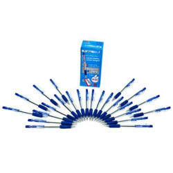 Ручка "A+BALL PEN", кулькова, пластикова на кнопці, 1,0 мм, синя, ЦІНА ЗА УП. 24ШТ, у кор. 6*4*14см