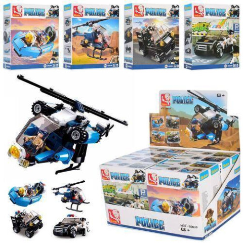 Конструктор "SLUBAN" "Поліція", ЦІНА ЗА 1ШТ, В УП.8ШТ, від 73 дет., транспорт, фігурка, в д.28,5 * 18,5 * 17см  арт: M38-B0638