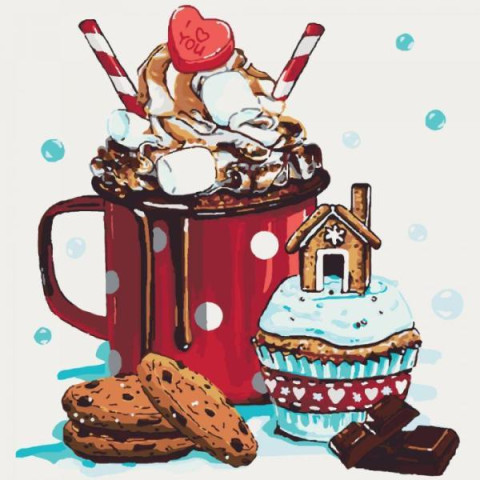 Картина за номерами Зимові та новорічні сюжети. Смак дитинства, , 40х40см, в термопакеті, Идейка (KHO5532)