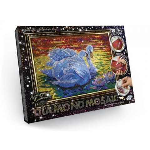 Алмазна мозаїка Diamond mosaic Тварини. Лебеді, 30х40см,  Danko Toys (DM-01-02)