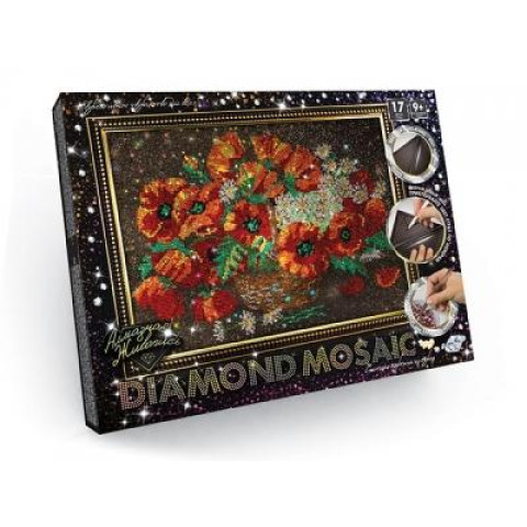 Алмазна мозаїка Diamond mosaic Квіти. Маки у кошику, 30х40см,  Danko Toys (DM-01-06)