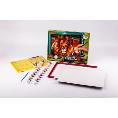 Картина за номерами на картоні велика 07. Тварини. Лев, 35х25см, в коробці, Danko Toys (KN-01-07)