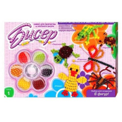 Набор Бисер средний, в коробке 20х29х3см, Danko Toys (Б6-1) 
