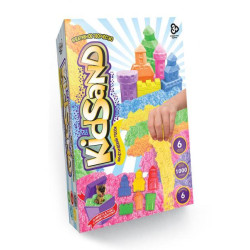 Кинетический песок Kid Sand, микс цветов, 1кг, в коробке 15х20см, Danko Toys (KS-04-10,11,12,13,14,15) 