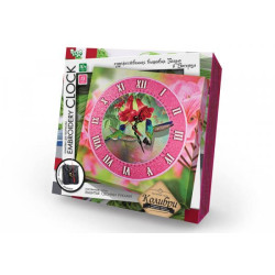 Вышивка гладью Embroidery clock Часы 4, мулине и бисером, в коробке 32х32х4см, Danko Toys (EC-01-04)