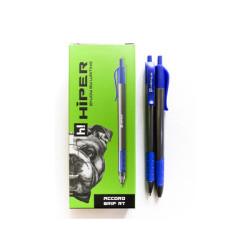 Ручка маслянная, автомат. тригран. Hiper Accord Grip, 1мм, синяя ЦЕНА ЗА УП. 10ШТ, в кор. 15*5*3см