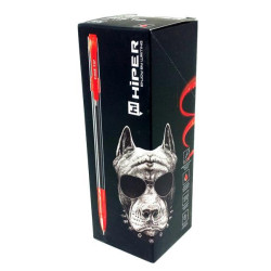 Ручка маслянная Hiper Fine Tip, 0.7мм, красная, ЦЕНА ЗА УП. 25ШТ, в кор. 15*5*5см, ТМ Hiper