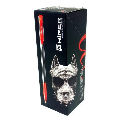 Ручка маслянная Hiper Fine Tip, 0.7мм, красная, ЦЕНА ЗА УП. 25ШТ, в кор. 15*5*5см, ТМ Hiper