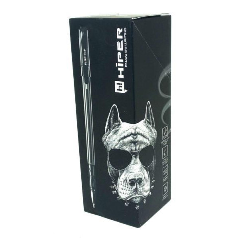 Ручка маслянная Hiper Fine Tip, 0.7мм, черная, ЦЕНА ЗА УП. 25ШТ, у кор. 15*5*5см, ТМ Hiper