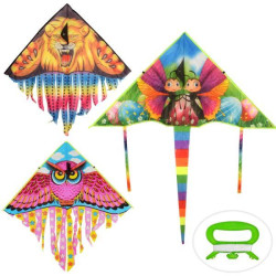 Повітряний змій ширина 100см, довжина 53см, стрічка 47см, струна 30м, 3 види, пак. 9*71*1см  арт: M2896