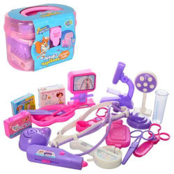 Набор "Доктор2 стетоскоп, лоток, инструменты, в чемодане, в карт. оберт. 18,5*9,5*12см 