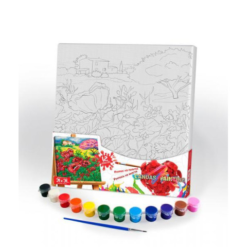 Картина на холсті Canvas Painting Серия 5. Пейзаж. Макове поле, 31х31см, в термопакеті, Danko Toys (PX-05-10)