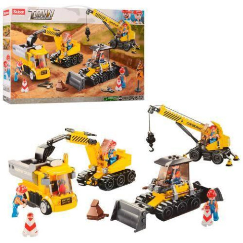 Конструктор SLUBAN Будтехніка 4шт, від 11,5см, 465 дет., в кор. 27,5*28,5*7см  арт: M38-B0810