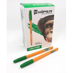 Ручка масляна Hiper Vector, 0,7 мм, зелена, ЦІНА ЗА УП. 50ШТ, в кор. 10*6*15см