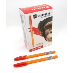 Ручка масляна Hiper Vector, 0,7 мм, червона, ЦІНА ЗА УП. 50ШТ, у кор. 10*6*15см