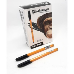 Ручка масляна Hiper Vector, 0,7 мм, чорна, ЦІНА ЗА УП. 50ШТ, у кор. 10*6*15см