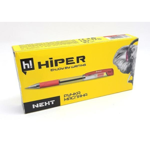 Ручка маслянная Hiper Next, 1,0 мм, 4 км, красная, ЦЕНА ЗА УП. 10ШТ, ТМ Hiper