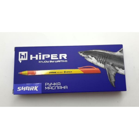 Ручка маслянная Hiper Shark, 0,7мм, красная, ЦЕНА ЗА УП. 10ШТ, в кор. 15*7*2см