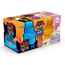 Слайм лизун 2 в 1 Mega Stretch Slime та Fluffy Slime, українська.в кор. 18*10*9см