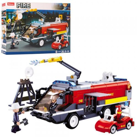 Конструктор Sluban пожарная машина 22,2см, машинка, фигурки, 381дет. (M38-B0808)