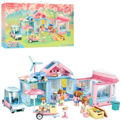 Конструктор SLUBAN будинок, фігурки, машина, 410дет, в кор. 47,5*28,5*7см, ст: M38-B0822