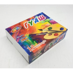 Краски гуашь "Яскрава палітра", 12 цветов, 12гр, в кор. 12,5*10*3,5см, ТМ Колорит, Украина
